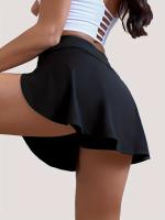 Nueva Falda De Yoga De Cintura Alta Para Mujer Cortas Deportivas Sueltas Y Delgadas Para Correr Shorts De Nylon Y Spandex - details 3