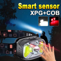 Linterna Frontal LED XPE+COB Con Sensor De Movimiento 7 Modos Recargable USB Impermeable Para Camping Running Pesca - details 1