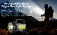 Linterna LED Ultra Potente Recargable por USB 135000 Lúmenes 6000mah con Luz Lateral Impermeable Alta Potencia para Emergencias Senderismo Camping Chas - details 0