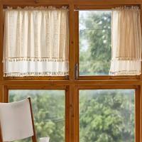 Panel De Cortina De Voile De Lino Boho Con Borlas Semi-Transparente Para Cocina Y Sala De Estar 2 Capas Con Bolso Para Rodamiento Cortinas Cortas Modernas Sin Aislamiento Térmico Ni Acústico - details 2