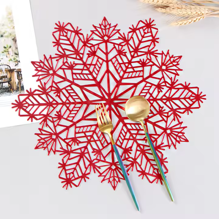 20PCS Alfombrillas De Navidad Con Forma De Copo De Nieve Para Restaurante Y Hotel Decoración De Mesa Ecológicas Redondas Para Hogar - 1