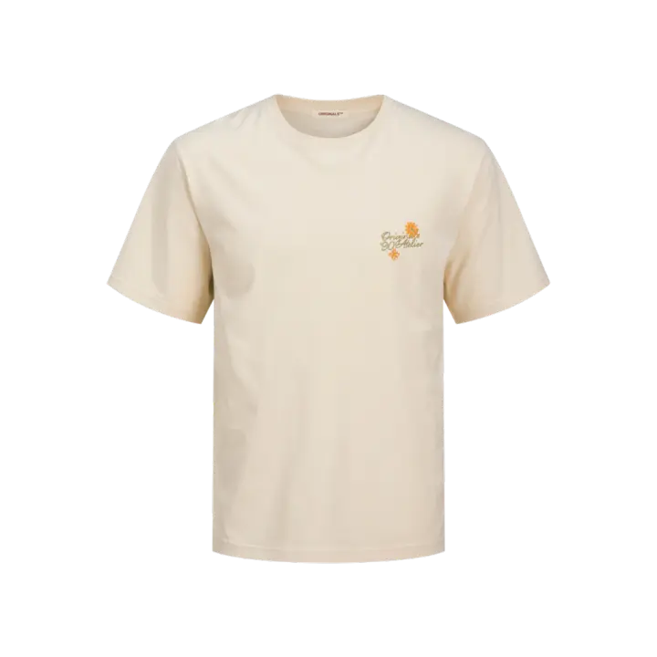 Jack & Jones Almeria Chain Stitch Camiseta Color Beige - Básica, Puedes Combinarla Con Lo Que Sea - 1