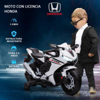 HOMCOM Moto Eléctrica con Licencia Honda para Niños de 3-5 Años Moto a Batería 6V con Faro Bocina Música y Ruedas Auxiliares Extraíbles Carga 30 kg 90x44x52 cm - details 4
