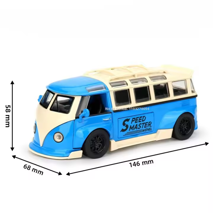 Modelo De Coche T1 Autobús En Escala 1/32 Con Apertura De 5 Puertas Y Sonido Luz Retroceso Arrastre Neumáticos De Goma Regalo Para Niños - 1