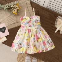 Vestido De Verano Para Niñas Romántico Sin Mangas En Algodón Con Floral Vestido De Bebé Para Regalo En Talla A-Line Longitud De Rodilla - details 1