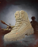 Botas De Táctica Desértica Para Hombres Zapatos De Senderismo Con Cubierta Alta Impermeables Y Seguridad Anteojos De Trabajo - details 2