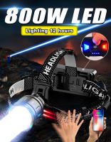 Linterna Frontal LED Potente 800W Recargable Tipo-C Impermeable Con Zoom Para Camping Pesca Caza Emergencias Exterior Ciclismo Reparación - details 0