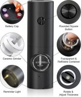 Juego de Molinillo Eléctrico de Pimienta y sal, funciona con Pilas, 5 niveles de grosor ajustables, molinillo de Pimienta Negra con soporte, Molienda automática con - details 0