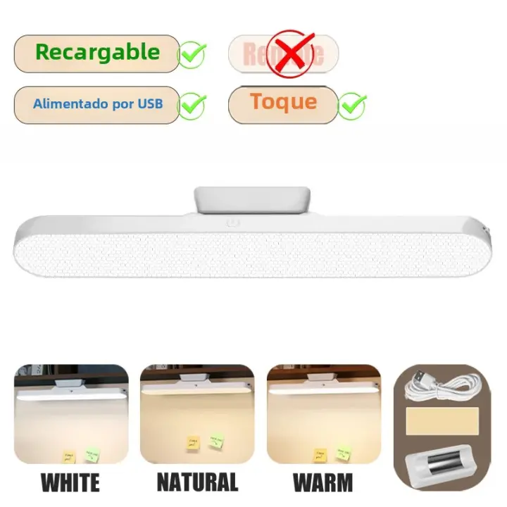 Lámpara De Mesa LED Magnética Recargable Con Control Remoto Protección Ocular Para Lectura Universidad Dormitorio Aprendizaje Lámpara Colgante Cool - 1