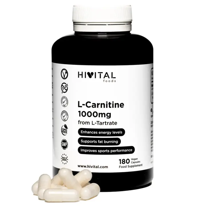 L-Carnitina pura 1000 mg. 180 cápsulas veganas (Tratamiento para 3 meses). Hivital - 1