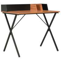 vidaXL Escritorio 80x50x84 cm en color Negro y marrón/Blanco y marrón/Blanco | estructura resistente ideal para salón dormitorio o estudio - details 0