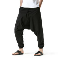 Pantalones Harem De Algodón Y Lino Para Hombre Pantalones Casuales Oversize Joggers Anchos Para Yoga Estilo Hip Hop - details 2