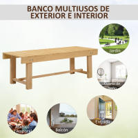 Outsunny Banco de Jardín de 2 Plazas Banco de Madera Carga 250 kg Banco para Patio Terraza 110x38x35 cm Natural - details 1