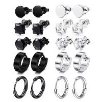 Pendientes de Acero Inoxidable con Zirconia Redonda 10 Pares para Hombres, 10 Pares para Mujeres, Joyería de Pendientes de Hiperbola Personalizada - details 0