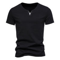 Camiseta De Hombre Verano Henley V-cuello Manga Corta Casual Ajustada Basic Fitness Deportiva Transpirable Top - details 3
