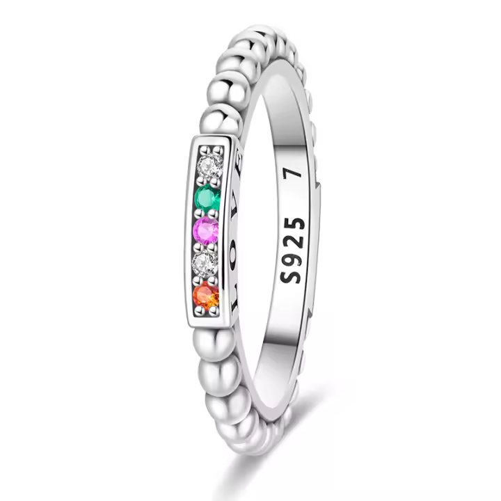 Anillo De Lujo Pandach 925 Plata Con Piedra CZ Colorida Y Flor Redonda Para Mujer Joyería De Boda Y Compromiso Regalo - 1
