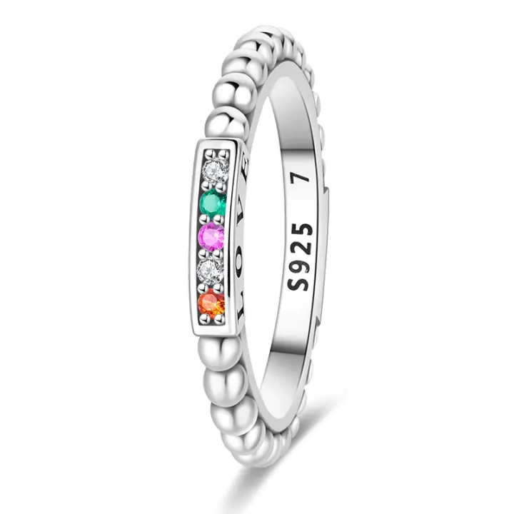 Anillo De Lujo Pandach 925 Plata Con Piedra CZ Colorida Y Flor Redonda Para Mujer Joyería De Boda Y Compromiso Regalo - 1