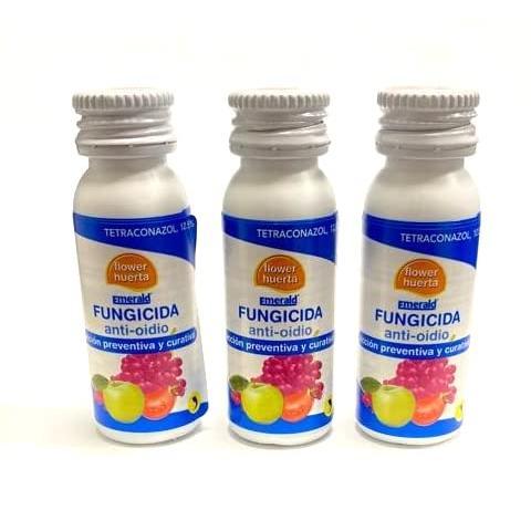 Fungicida Anti-Oídio Emerald. Pack 3 envases de 10 cc. - Fungicida sistémico de acción preventiva y curativa específico contra oídios, oídio psis, moteados, cercospora y septoria que atacan a numerosos cultivos.  Debe ser aplicado preventivamente