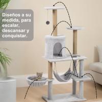 Cature, Árbol para Gatos, Torre para gatos, 5 Niveles con Hamaca y Casa, 137 cm de Altura, Gris - details 0