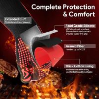 Guantes Barbacoa, Guantes para Horno Resistentes al Calor hasta 800 ℃ / 1472 ℃ para Cocina, Parrilla, Hornear, Microondas - certificación EN407(1 Par) - details 1