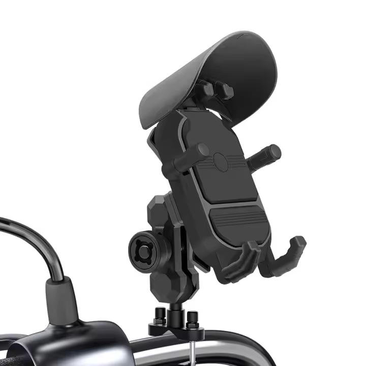 Soporte De Navegación Para Móvil De Motocicleta Absorbedor De Choques Y Antivibración Compatible Con La Mayoría De Los Dispositivos Aluminio + PC Rotación De 360 Grados Resistente Al Viento Y Agua - 1