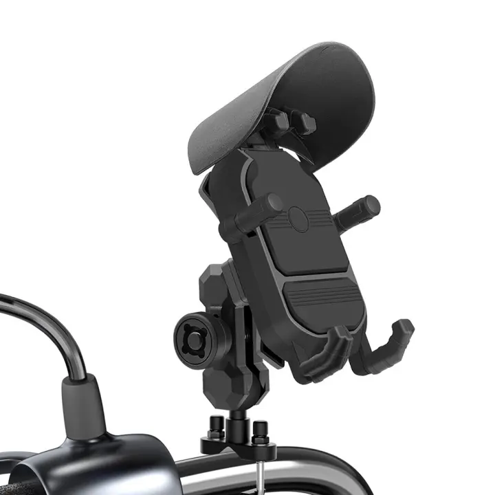 Soporte De Navegación Para Móvil De Motocicleta Absorbedor De Choques Y Antivibración Compatible Con La Mayoría De Los Dispositivos Aluminio + PC Rotación De 360 Grados Resistente Al Viento Y Agua - 1