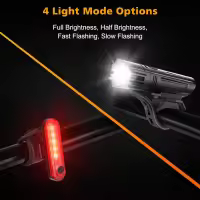 Juego de luces para Bicicleta recargables por USB ultrabrillantes, powerful Luz trasera y trasera para Bicicleta, 4 Modos de Luz - details 3