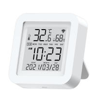 Sensor De Temperatura Y Humedad WiFi Tuya Para Hogar Inteligente Compatibilidad Con Alexa Y Google Assistant Termómetro Higrómetro Digital Soporte Vertical Y Horizontal - details 8