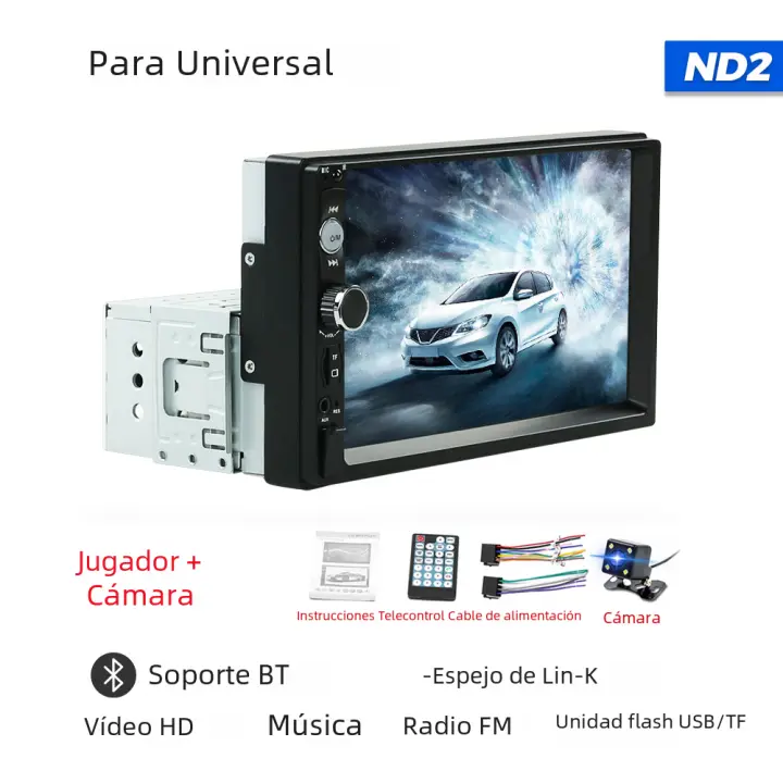 Reproductor Multimedia para Coche Universal 2025 de 7 pulgadas Soporte SWC/AUX/BT/SD/USB/Mirrorlink/FM/RCA/HD Video - 1