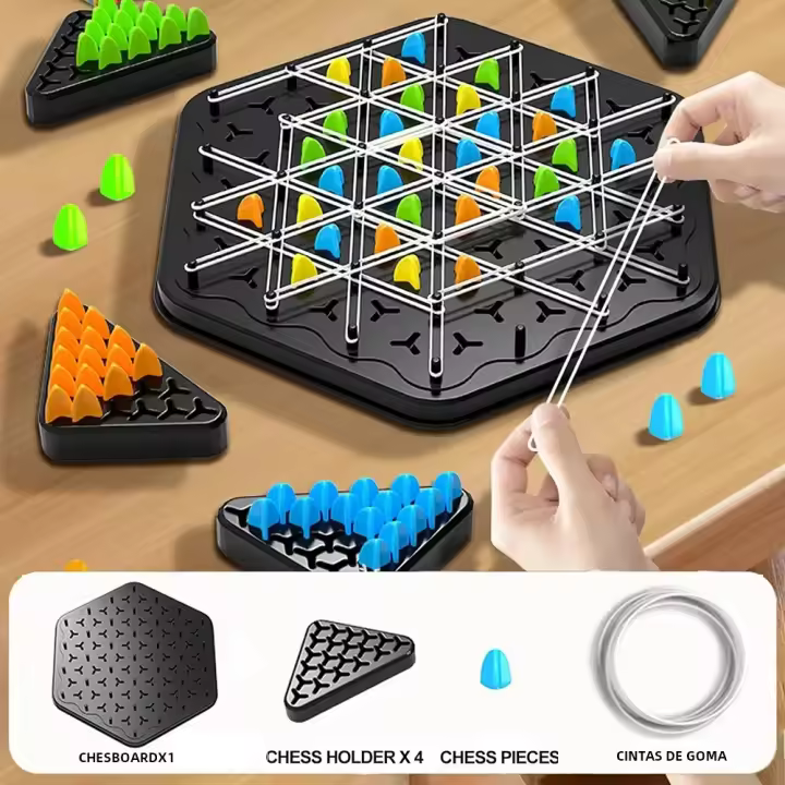 Juego De Mesa Interactivo De Triángulos Y Cadenas Juguete De Puzzle Logístico Con Banda De Goma Para Fiestas Y Regalos Para Familia Juguetes Educativos Para Niños Mayores De 7 Años - 1