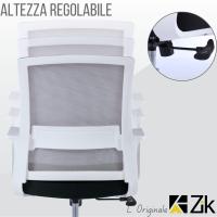 Zik Silla ergonómica de oficina, Con reposabrazos y soporte lumbar, Altura ajustable, Silla giratoria Presidencial with Canvas trasera para el hogar, Estudio de oficina, Diseño Moderno-Blanco - details 3