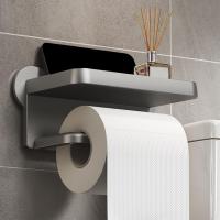 Portarrollos de papel higiénico con estante Portarrollos de papel higiénico Dispensador de rollos de papel higiénico montado en la pared Soporte para guardar teléfonos Accesorios de baño - details 4