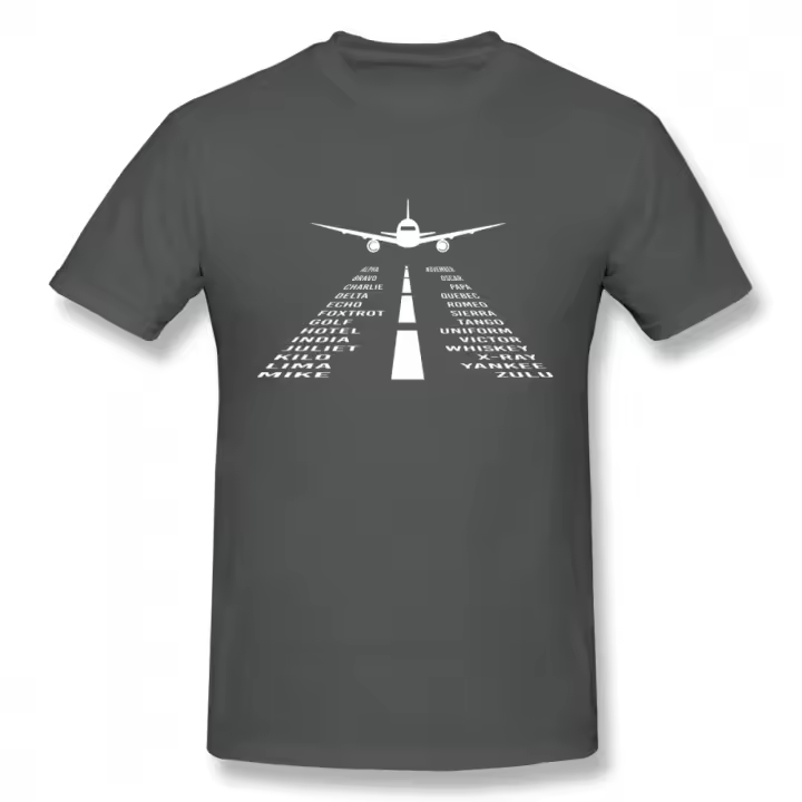 Camiseta De Alfabeto Fonético De Avión Novedosa Para Pilotos Moda Masculina Verano Algodón Orgánico High Street Camiseta - 1