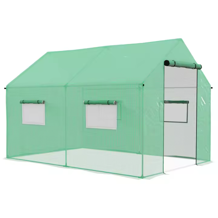 Outsunny Invernadero de Exterior 2x3x2 m Invernadero de Túnel con 4 Ventanas de Malla y Puerta con Cremallera Invernadero de Huerto Anti-UV para Patio Jardín - 1