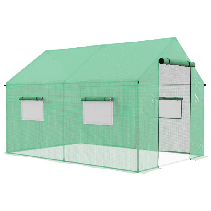 Outsunny Invernadero de Exterior 2x3x2 m Invernadero de Túnel con 4 Ventanas de Malla y Puerta con Cremallera Invernadero de Huerto Anti-UV para Patio Jardín - 1