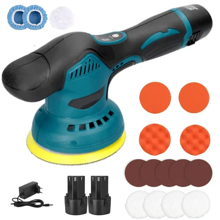 12V Cordless Car Polisher 8 Gears 380W Lithium Electric Polishing Waxing Machine For Repairing Scratches Wireless Sander Polish with 2*batteries - 1