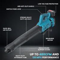 Sopladores Inalámbricos, Soplador de Hojas Inalámbrico Makita de 18 V, 480 CFM, Motor Sin Escobillas, 210 km/h, 18500 RPM, para Jardín, Patio, Retirada de Nieve, Soplar Hojas y Polvo (Sin Batería) - details 2