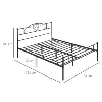 HOMCOM Marco de Cama Doble de Metal para Colchón 150x200 cm con Cabecera y Patas de 31 cm Estructura de Cama Matrimonio con Espacio Bajo de Almacenamiento 158x211x106 cm Negro - details 2