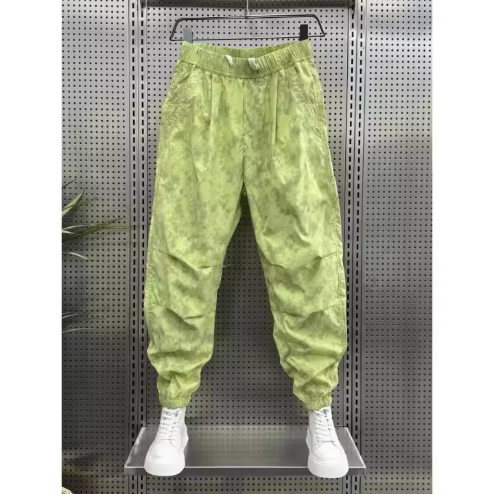 Pantalones Harem Casual Para Hombre Estilo Chino Con Cintura Elástica Y Bolsillos Impresos Ajuste Suave Para Primavera Y Otoño - 1
