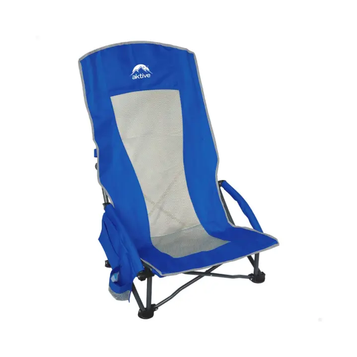 Silla de camping Aktive plegable + bolsillos laterales azul 95x55x45 cm - 1