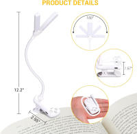 Luz De Lectura LED Dual Con 14 Luces Y Control Táctil De 3 Colores Y 8 Niveles De Brillo Recargable Por USB Luz Nocturna Para Ojos Cuidado Clip En Libro/Mesa Regalo Para Mujer Hombre Niños - details 5