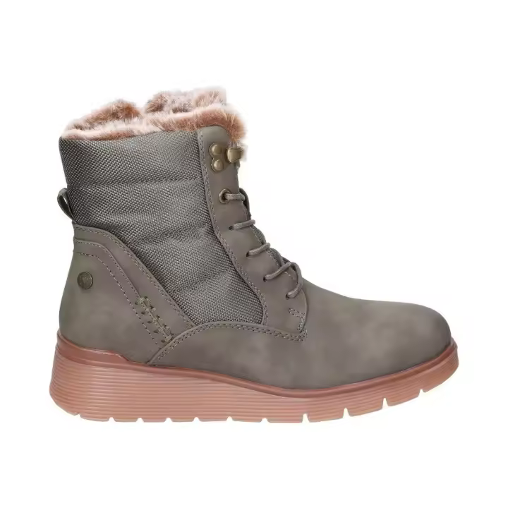 REFRESH | Botines de Cuña Refresh para Mujer – Botines en Color Verde Khaki con Borreguito – Botines con Cremallera y Cordones – Cuña Media y Cómoda – Casual – Para Invierno – Modelo 172272 - 1