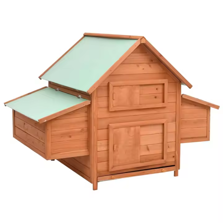 vidaXL Madera Maciza de Abeto Gallinero Pollo Casa de Gallinas Conejera Color Marrón,  Gris,  mocha and white y mas - 1
