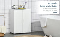 Armario de Baño con 2 Puertas y 2 Estantes Ajustables de 7 Niveles Mueble Auxiliar de Almacenaje para Salón Cocina Antivuelco 60x30x80 cm Blanco - details 0