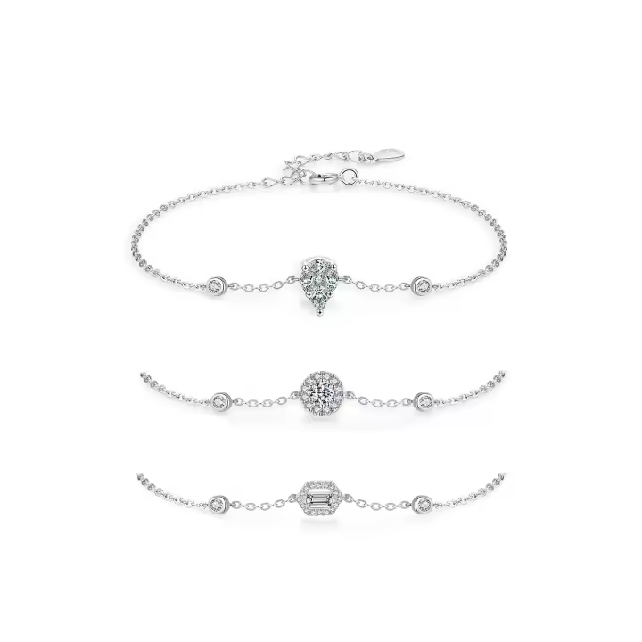 Zenyth-Nuevo Diseño 925 Plata de Ley Moda Gota de Agua Diseño Geométrico pulsera de Cadena para Mujeres joyería FINA de Boda - 1