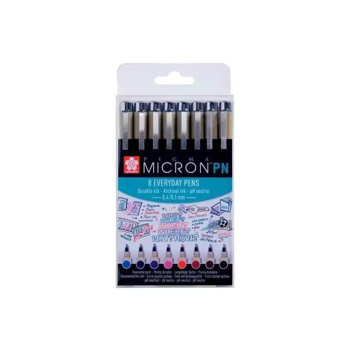 Talens - TALENS SAKURA ESTUCHE 8 ROTULADORES PIGMA MICRON PN COLORES SURTIDOS POXSDKPN8 - 1