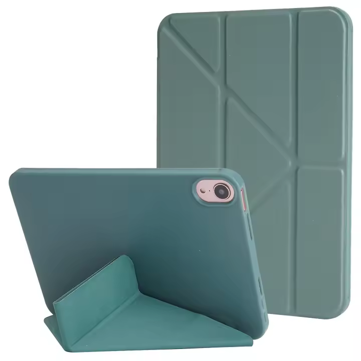 For iPad Air 13 (2024) Case Origami Stand PU Leather+Silicone Tablet Cover with Auto Sleep / Wake - - 1