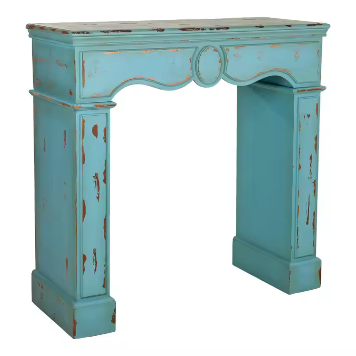 Marco de chimenea de madera azul 100x40x100 - 1