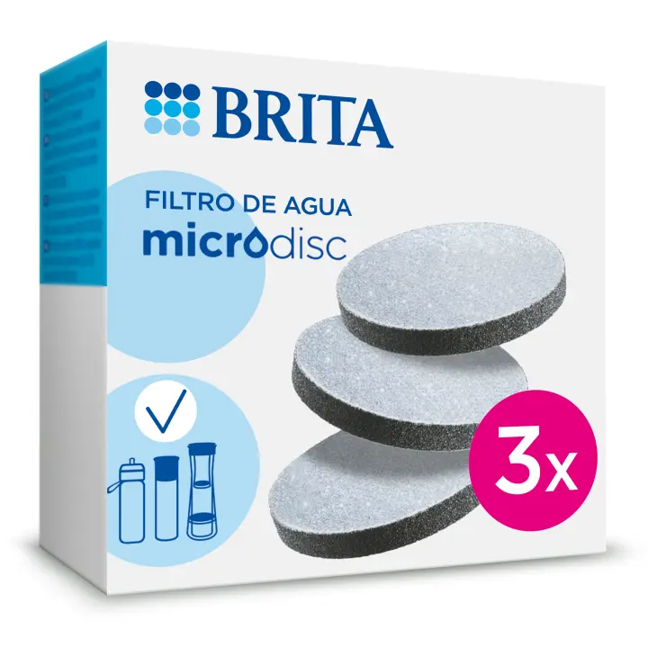 BRITA Filtros MicroDisc | Pack de 3 Unidades | Filtra hasta 150L | Reduce cloro y micropartículas | Mejora el sabor del agua | Sin BPA | Tecnología de carbón activado | Diseño compacto y sostenible - 1