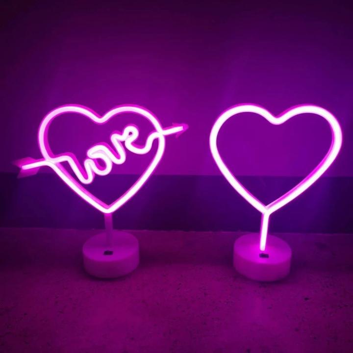 Lámpara Nocturna De Forma De Corazón LED De Navidad Con Soporte Base Decoración De Bar Y Arte Para Propuestas De Matrimonio